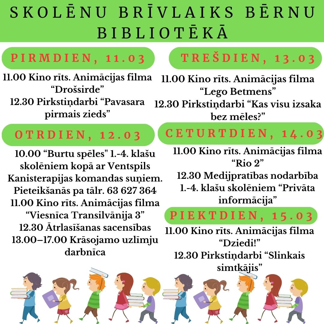 skolēnu brīvlaiks bērnu bibliotēkā